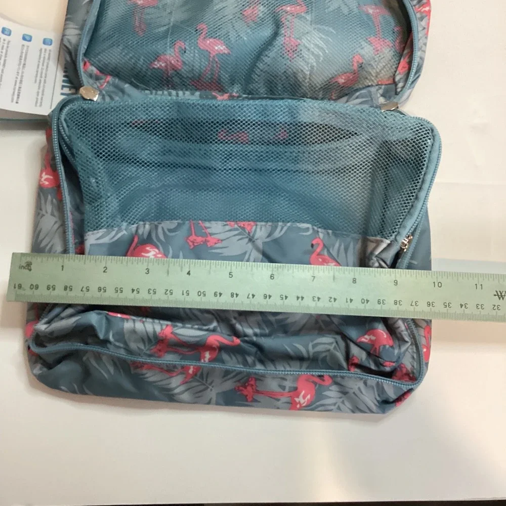 Narwey Hanging Toiletry Bag Pink Flamingo Tropical Travel Organizer New